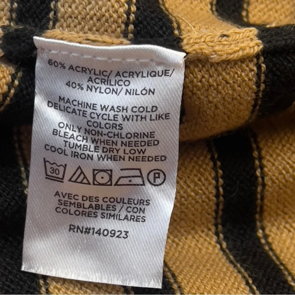 LOFT Tan and Black Classic Striped Sweater Women’s Medium - Picture 8 of 11